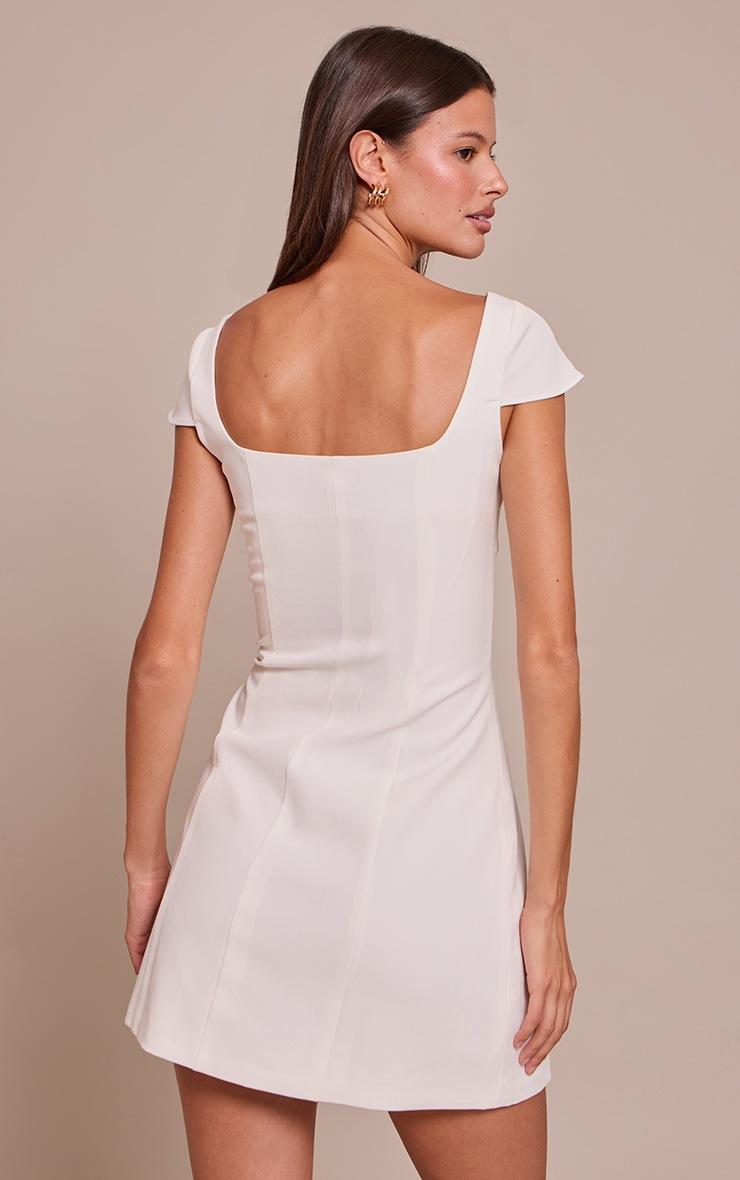 Pretty Little Thing White Tailored Woven Button Detail Shift Dress