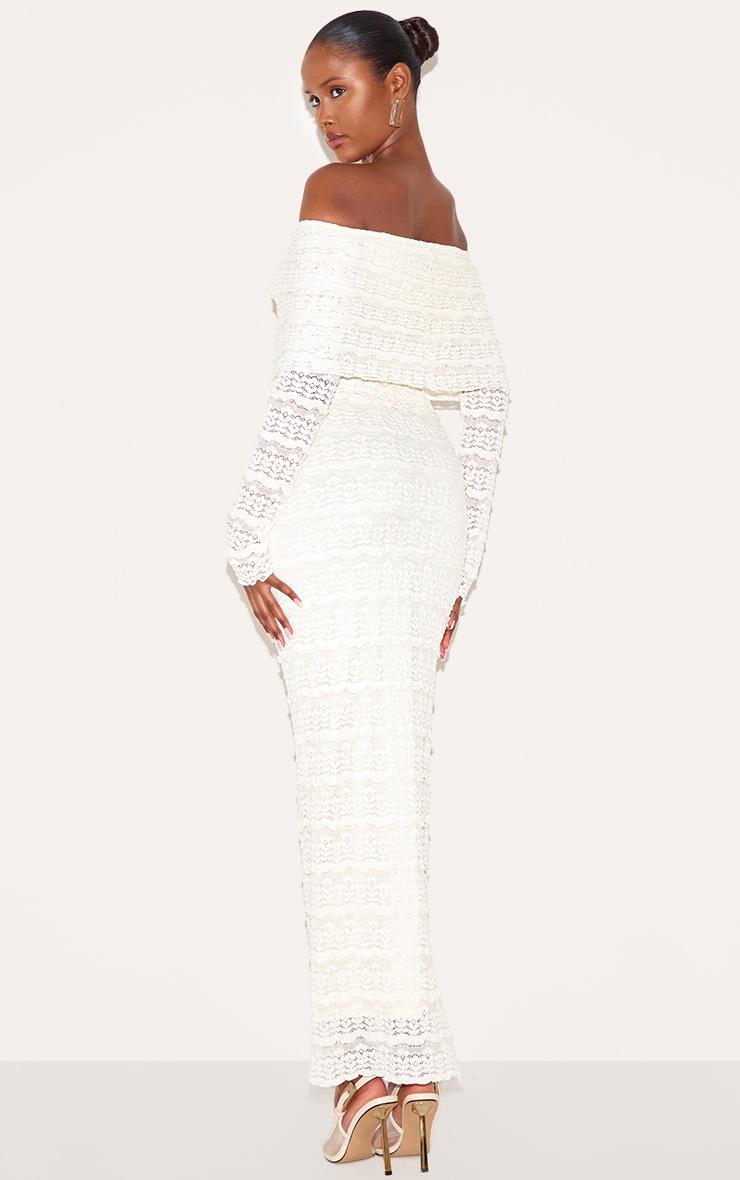 Pretty Little Thing White Textured Bardot Maxi Dress
