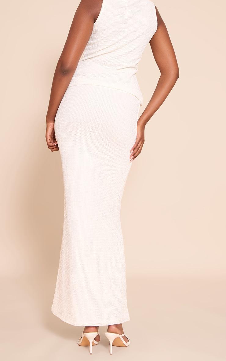 Pretty Little Thing White Textured Lined Maxi Skirt