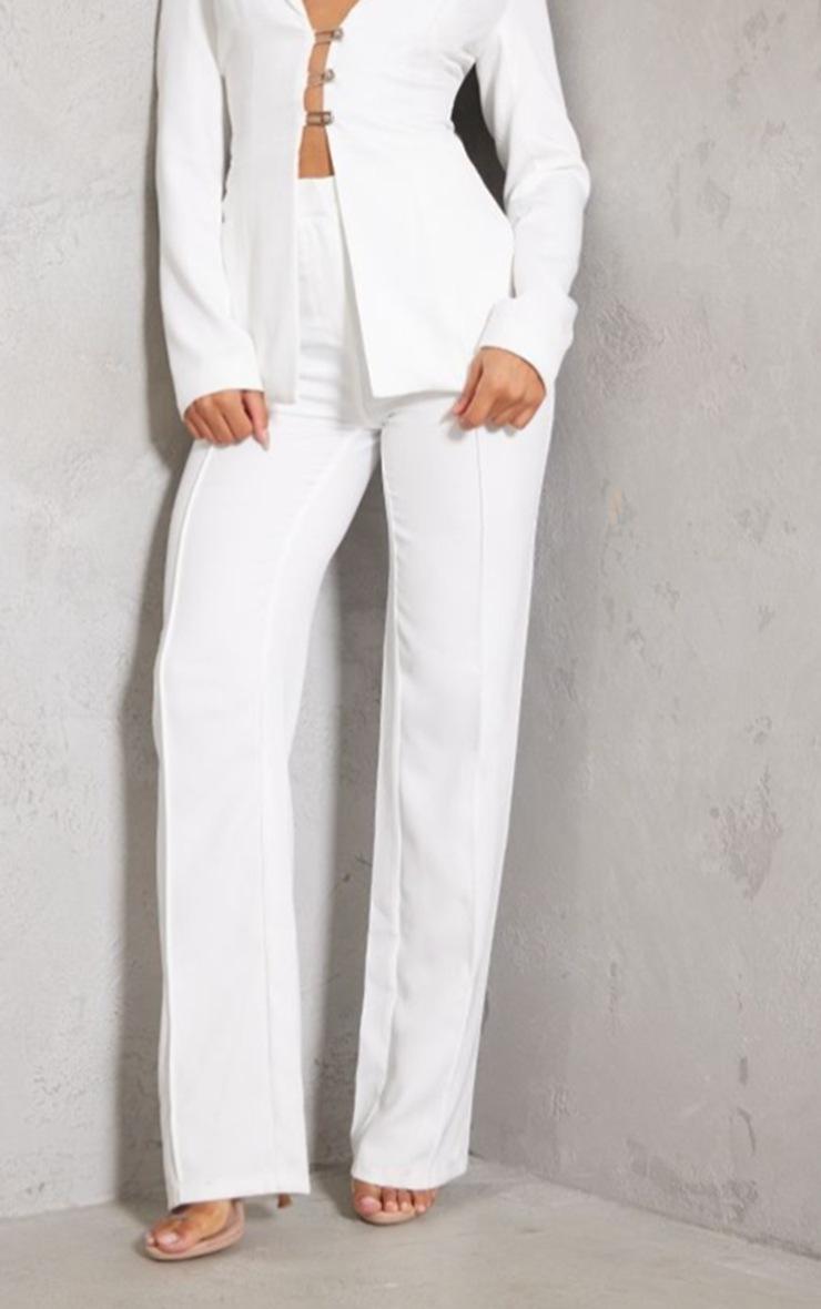 Pretty Little Thing White Wide Leg High Waist Pants