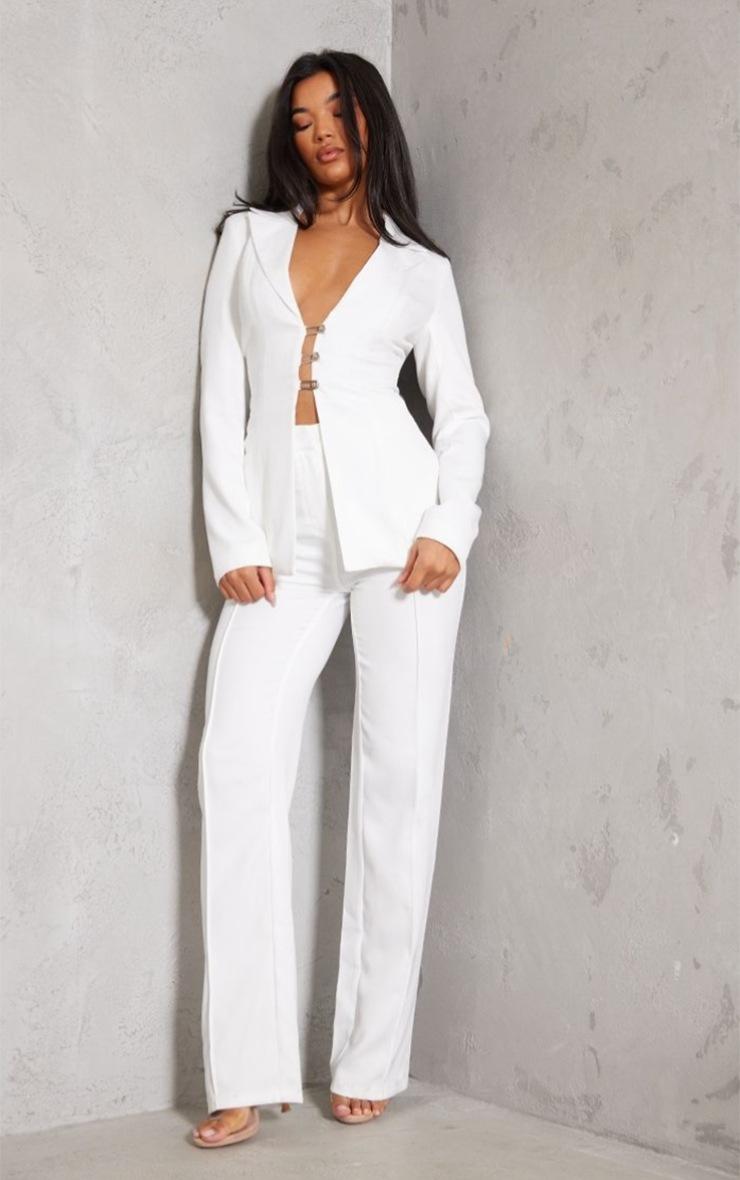 Pretty Little Thing White Wide Leg High Waist Pants