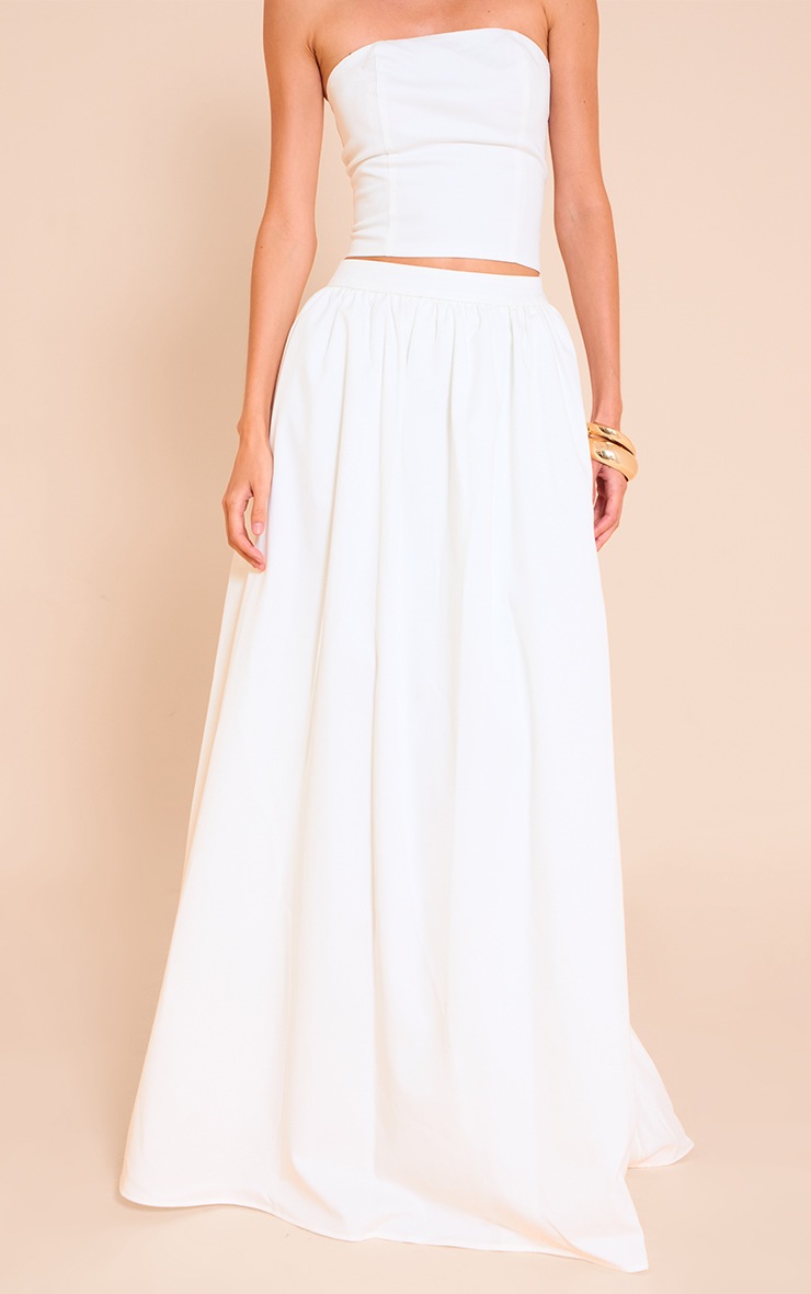 Pretty Little Thing White Woven Band Detail Pleated Maxi Skirt