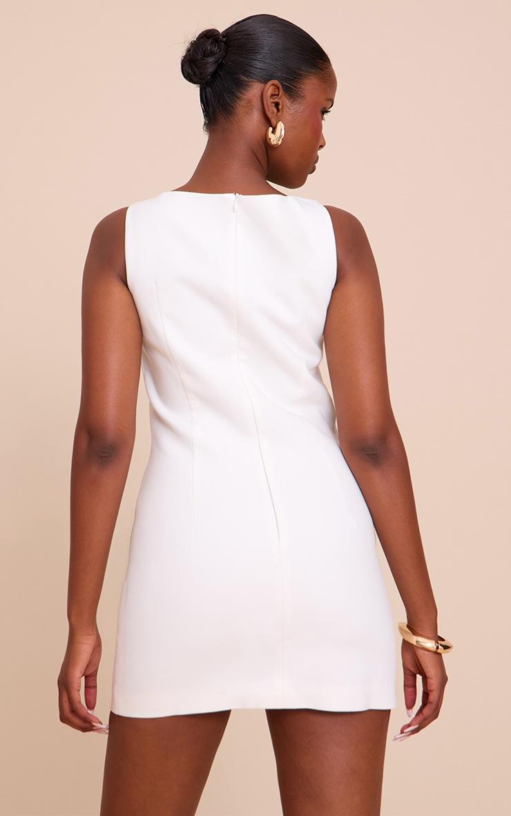 Pretty Little Thing White Woven Slash Neck Mini Dress