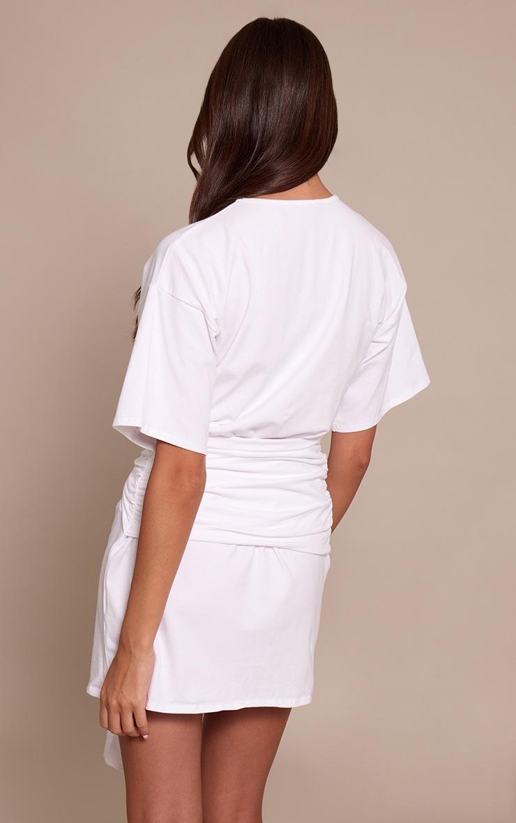 Pretty Little Thing White Wrap Detail T-Shirt Dress