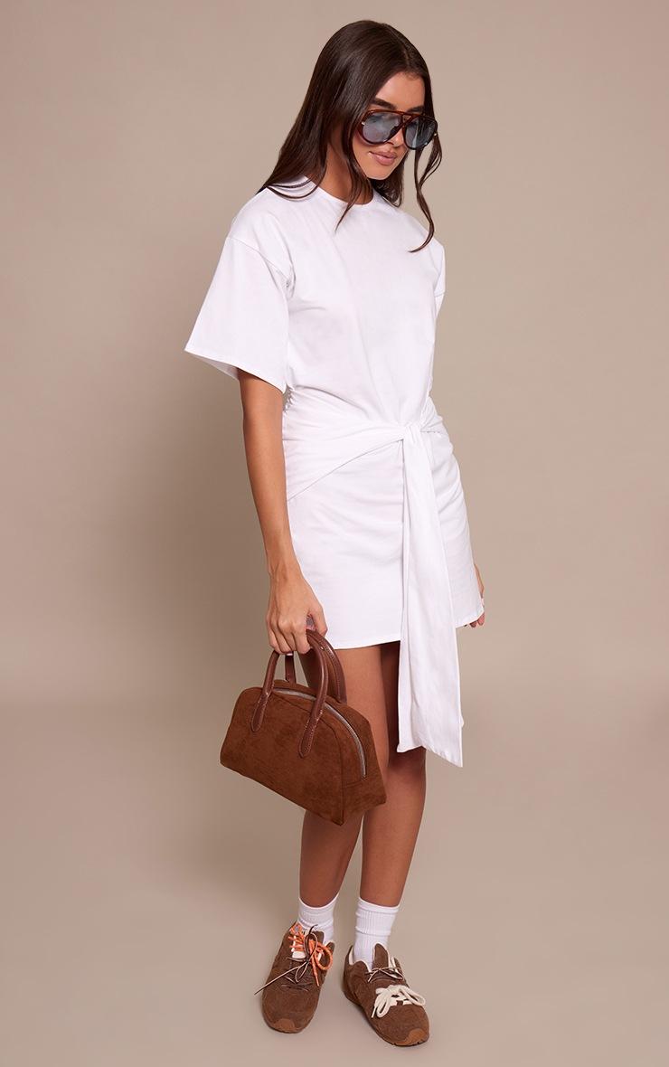 Pretty Little Thing White Wrap Detail T-Shirt Dress
