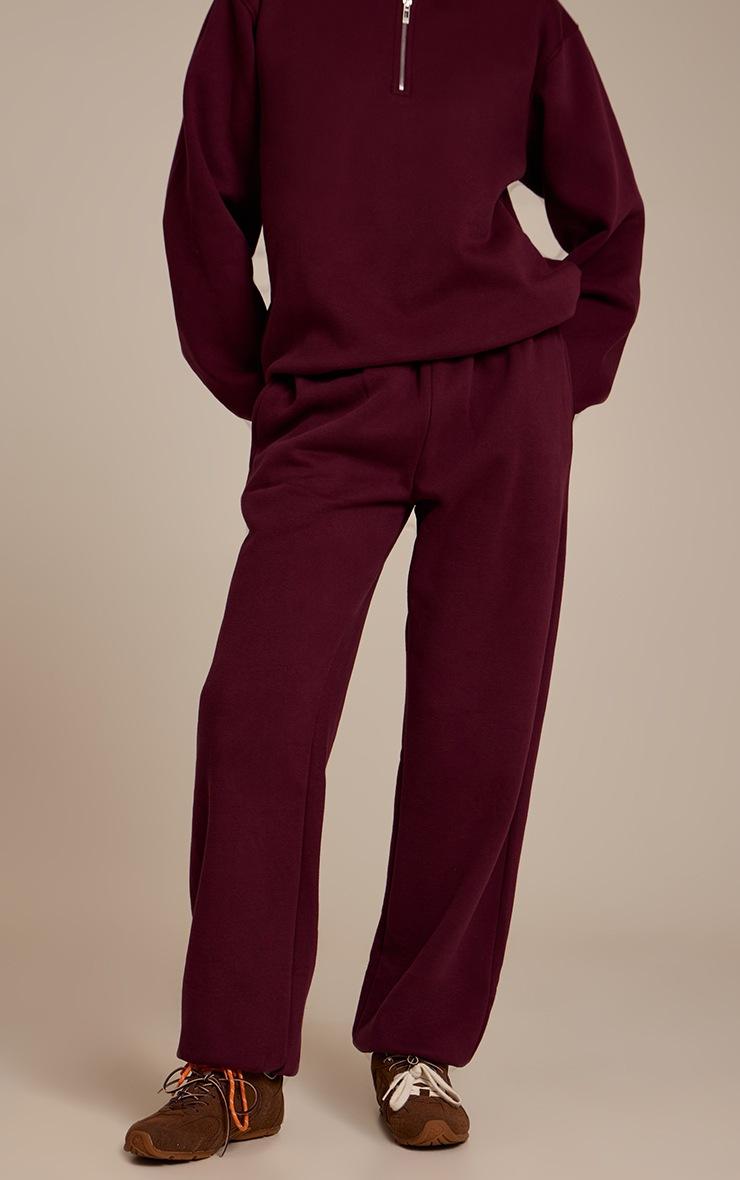 Pretty Little Thing Wine Cotton Fleece Cuffed Sweat Pants