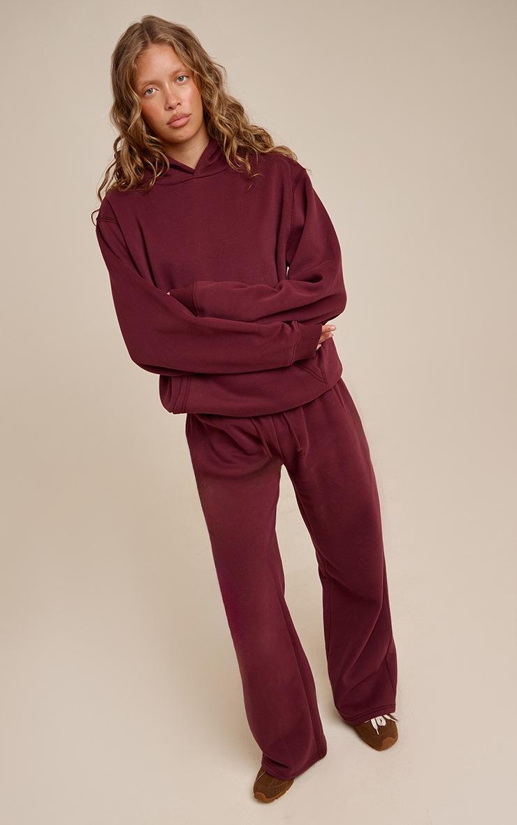 Pretty Little Thing Wine Cotton Fleece Straight Leg Sweatpants