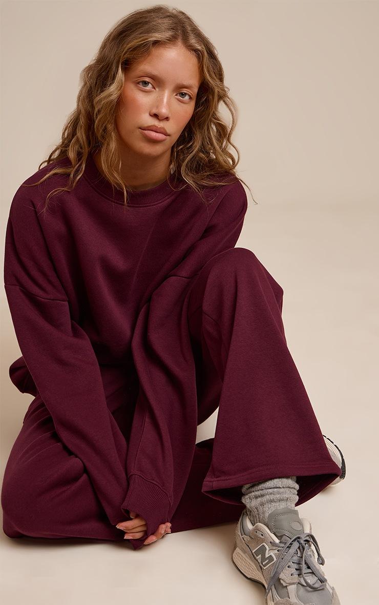 Pretty Little Thing Wine Oversized Sweat Tracksuit Set