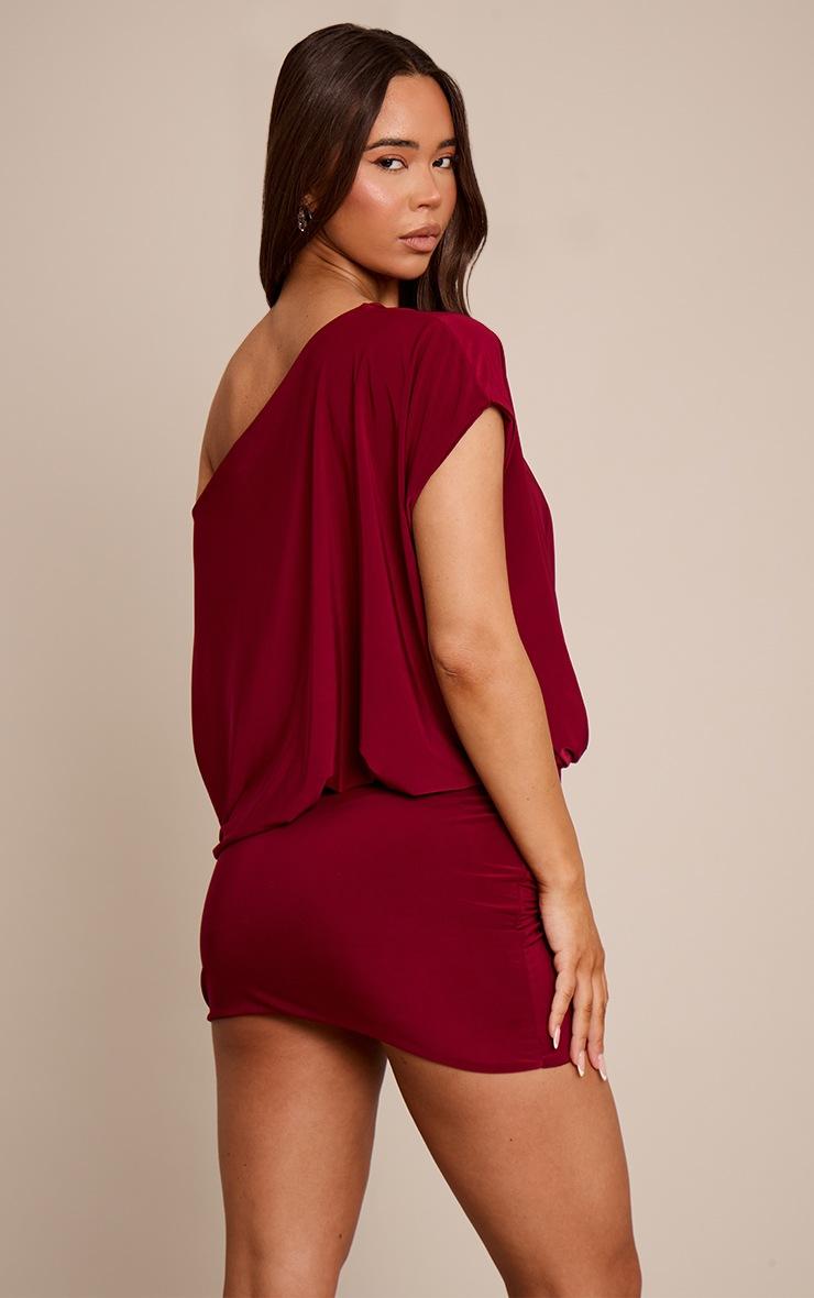 Pretty Little Thing Wine Slinky Bagged Out Mini Dress
