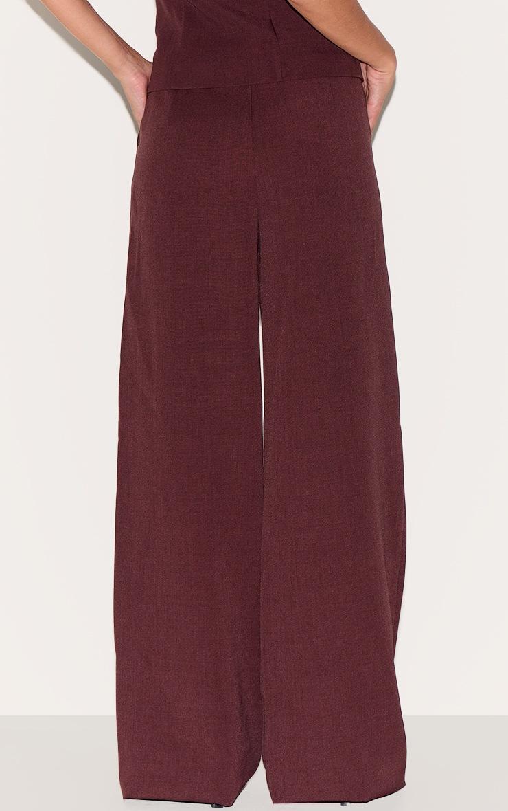 Pretty Little Thing Wine Tailored Tie Detail Woven Wide Leg Pants