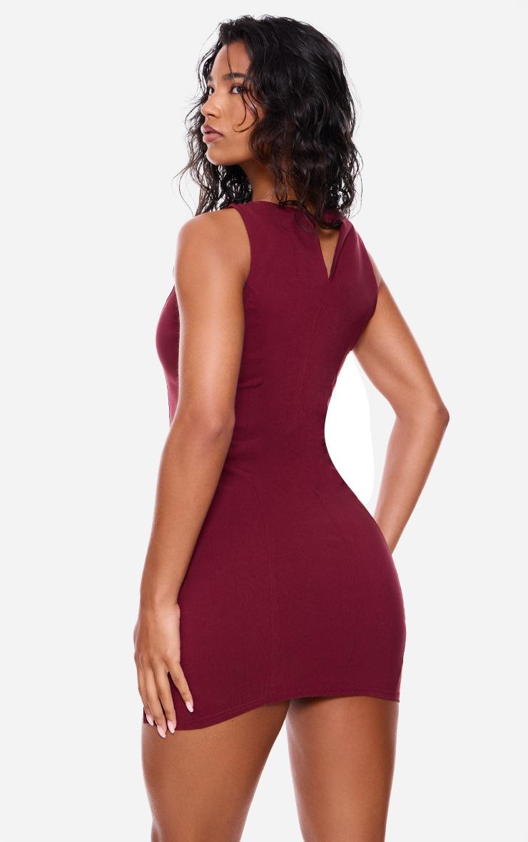 Pretty Little Thing Wine Wrap Belt Detail Bodycon Dress