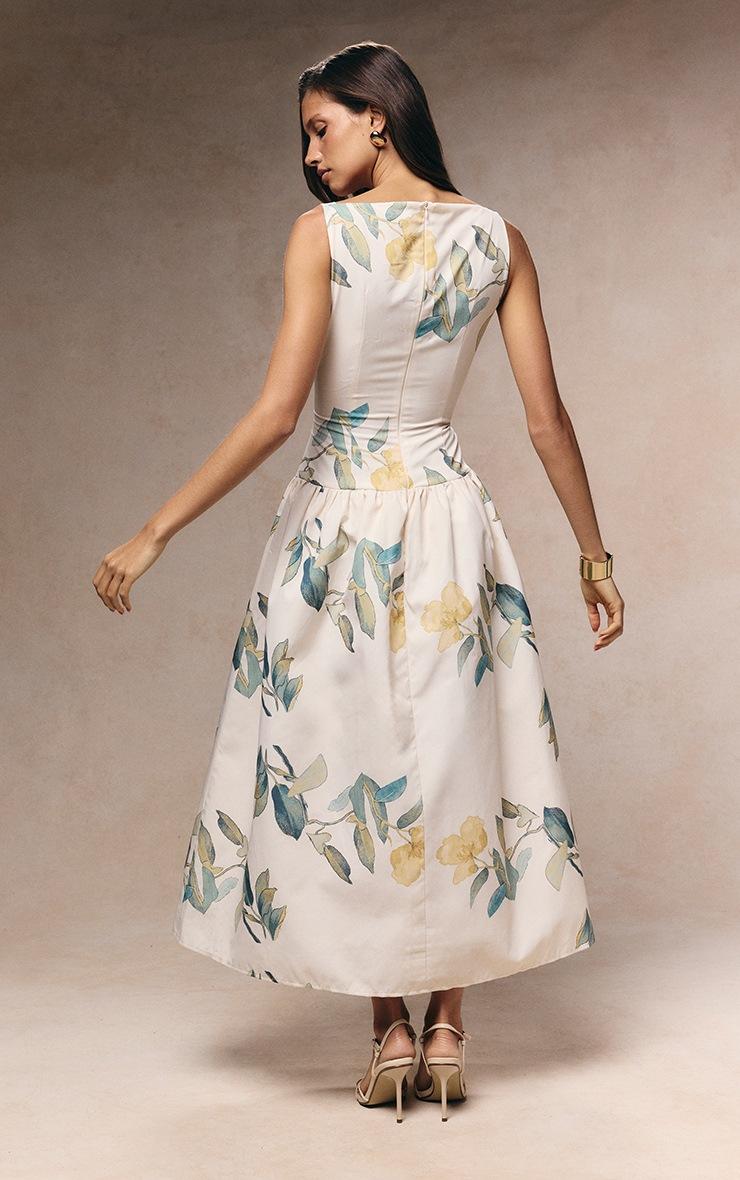 Pretty Little Thing Yellow Floral Printed Dropped Waist Midaxi Dress