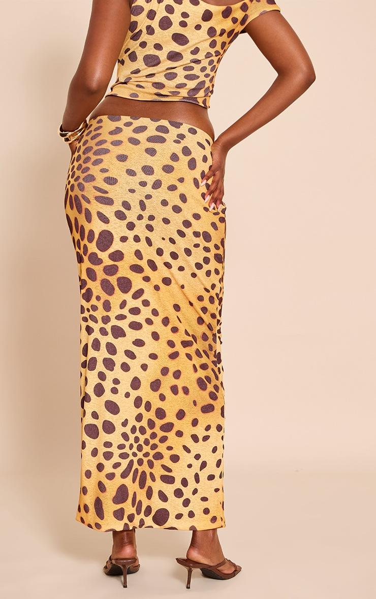 Pretty Little Thing Yellow Leopard Print Onion Skin Low Rise Maxi Skirt