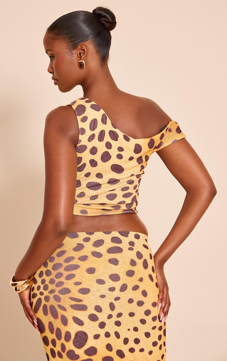 Pretty Little Thing Yellow Leopard Print Onion Skin Sleeveless Asymmetric Hem Top