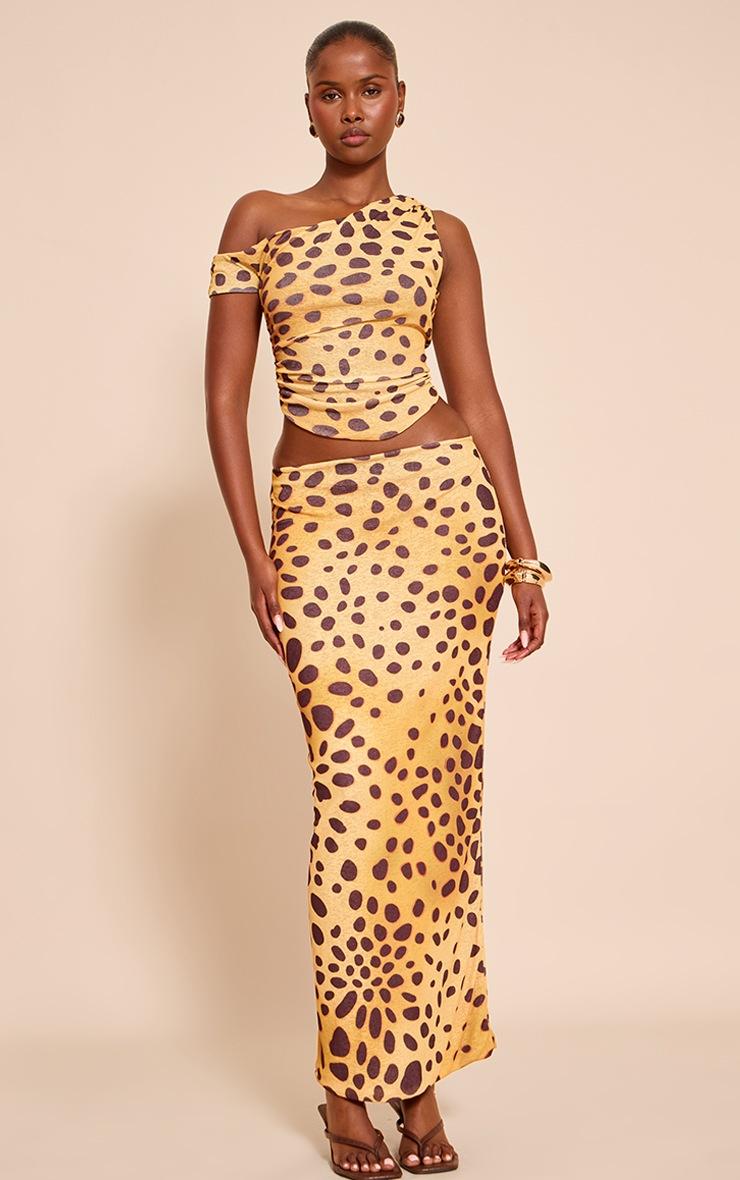 Pretty Little Thing Yellow Leopard Print Onion Skin Sleeveless Asymmetric Hem Top