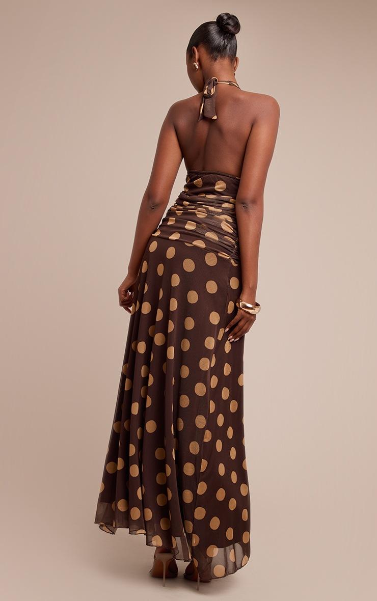 Pretty Little Thing Yellow Polka Dot Halterneck Maxi Dress